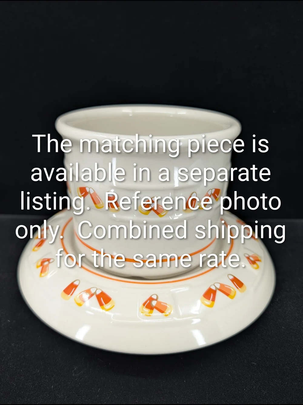 Longaberger Woven Traditions Candy Corn One Pint Crock Halloween Ceramic
